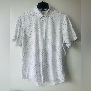 International Report Shirt Mens White Large 4 Way Stretch Short Sleeve Button Up
